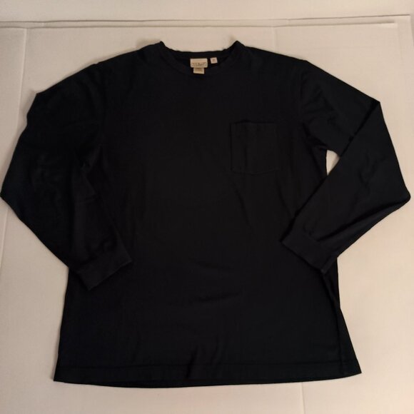 LL Bean Navy Blue Long Sleeve with Pocket Cotton T-Shirt Blue Men’s Size M Tall - Picture 6 of 14